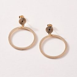 Boucles d'oreilles pendantes femme saunier rosace plaqué or - pendantes - edora - 2