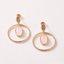 Boucles d'oreilles femme saunier gemme plaqué or quartz rose - boucles-d-oreilles-femme - edora - 2