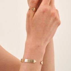 Bracelet or & argent, bracelet plaqué or, bracelet cuir & tissu (52) - joncs - edora - 2