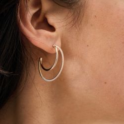 Boucles d'oreilles créoles femme saunier cordeliÈre plaqué or - creoles - edora - 1