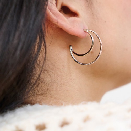 Boucles d'Oreilles Créoles Femme SAUNIER CORDELIÈRE Argent 925/1000