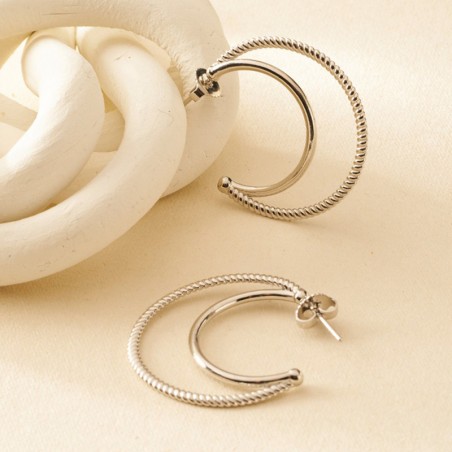 Boucles d'oreilles créoles femme saunier cordelière argent 925/1000 – créoles