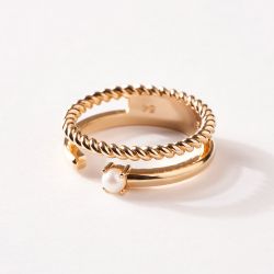 Bague femme saunier lin plaqué or - plus-de-bagues-femmes - edora - 0