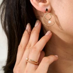 Boucles d'oreilles femme saunier lin plaqué or - boucles-d-oreilles-femme - edora - 2