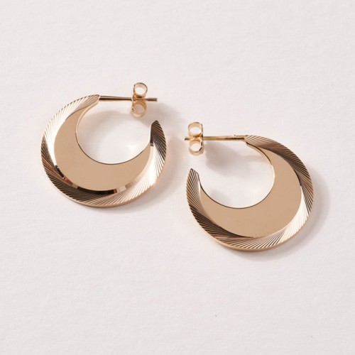 Boucles d'Oreilles Créoles Femme SAUNIER CORDAGE Plaqué Or