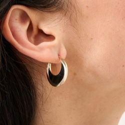 Boucles d'oreilles créoles femme saunier cordage plaqué or - creoles - edora - 1