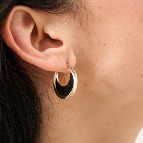 Boucles d'Oreilles Créoles Femme SAUNIER CORDAGE Plaqué Or