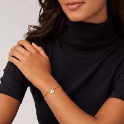 Bracelet chaîne femme fossil heritage laiton doré nacre - chaines - edora - 5