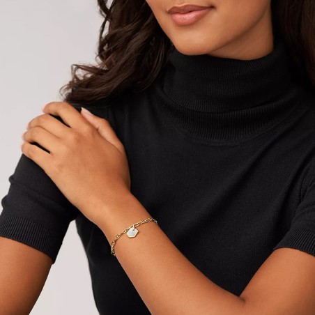 Bracelet chaîne femme fossil heritage laiton doré nacre – bracelets chaînes