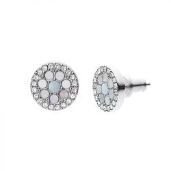 Boucles d'oreilles puces femme fossil mosaic acier argenté - puces - edora - 0