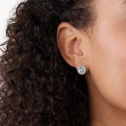 Boucles d'oreilles puces femme fossil mosaic acier argenté - puces - edora - 1