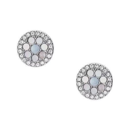 Boucles d'oreilles puces femme fossil mosaic acier argenté – puces
