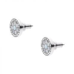 Boucles d'oreilles puces femme fossil mosaic acier argenté - puces - edora - 3