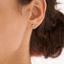 Boucles d'oreilles puces femme fossil sadie trio glitz acier bicolore - puces - edora - 1