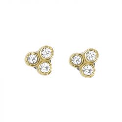 Boucles d'oreilles puces femme fossil sadie trio glitz acier bicolore - puces - edora - 2