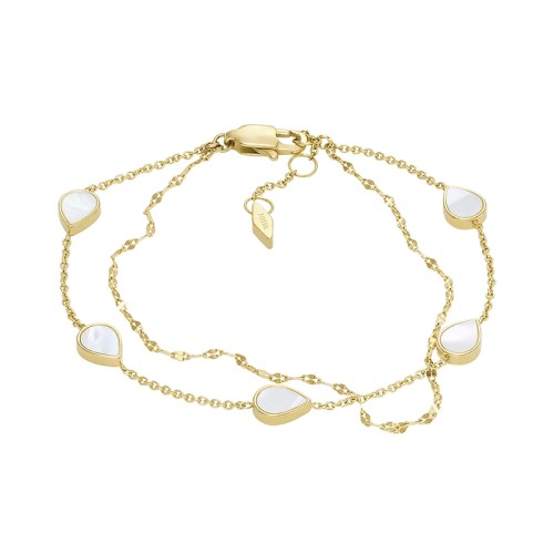 Bracelet Chaîne Femme FOSSIL TEARDROP Acier Doré Nacre