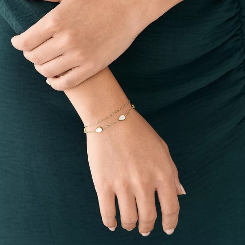 Bracelet Chaîne Femme FOSSIL TEARDROP Acier Doré Nacre