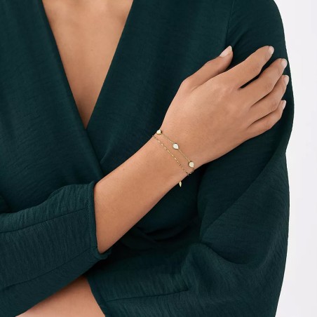 Bracelet chaîne femme fossil teardrop acier doré nacre – bracelets chaînes