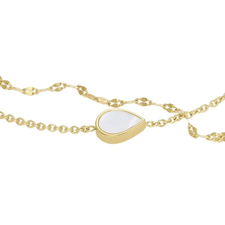Bracelet chaîne femme fossil teardrop acier doré nacre – bracelets chaînes