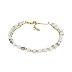 Bracelet perles femme fossil all stacked up acier doré howlite - plus-de-bracelets-femmes - edora - 0