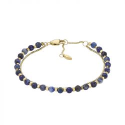 Bracelet perles femme fossil all stacked up acier doré lapis-lazuli - plus-de-bracelets-femmes - edora - 0