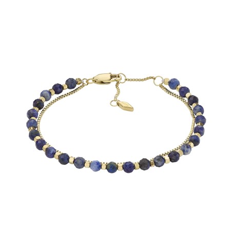 Bracelet perles femme fossil all stacked up acier doré lapis-lazuli – tous nos bracelets femme