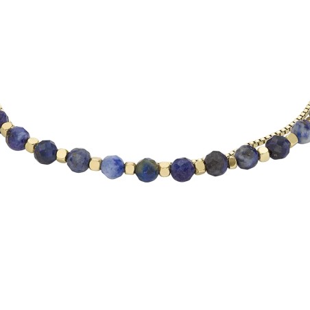 Bracelet perles femme fossil all stacked up acier doré lapis-lazuli – tous nos bracelets femme