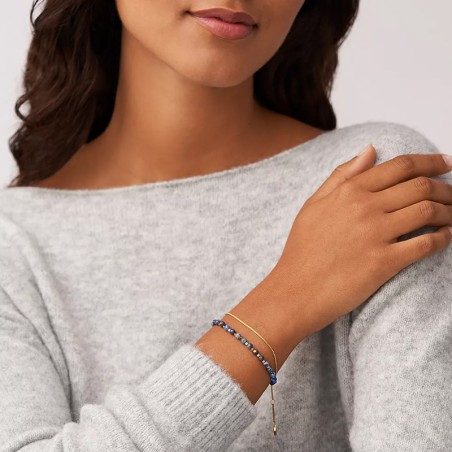 Bracelet perles femme fossil all stacked up acier doré lapis-lazuli – tous nos bracelets femme