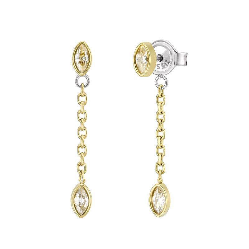 Boucles d'oreilles pendantes femme sadie seasonal sparkle acier bicolore - pendantes - edora