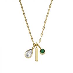 Collier femme fossil sadie seasonal sparkle acier doré - plus-de-colliers-femmes - edora - 0