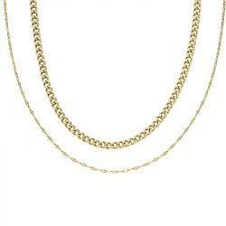 Coffret deux colliers chaînes femme fossil seasonal acier doré - chaines - edora - 0