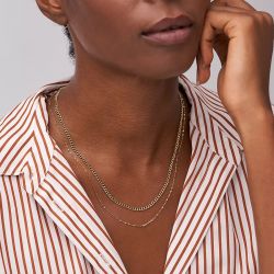 Coffret deux colliers chaînes femme fossil seasonal acier doré - chaines - edora - 1