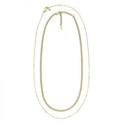 Coffret deux colliers chaînes femme fossil seasonal acier doré - chaines - edora - 2