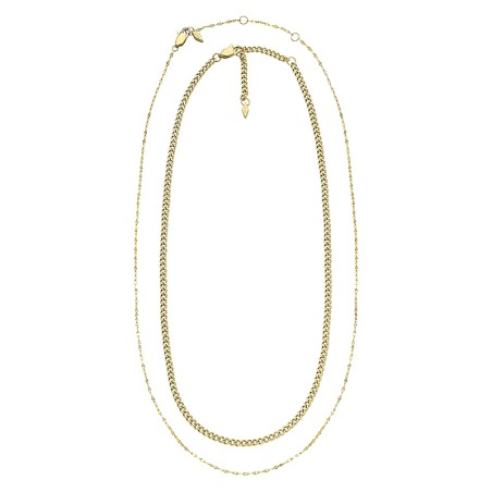 Coffret deux colliers chaînes femme fossil seasonal acier doré – chaines