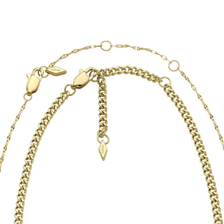Coffret deux colliers chaînes femme fossil seasonal acier doré – chaines