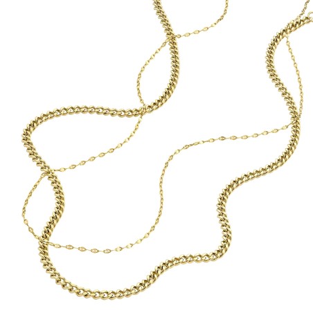 Coffret deux colliers chaînes femme fossil seasonal acier doré – chaines