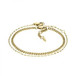 Coffret deux bracelets chaînes femme fossil seasonal acier doré - chaines - edora - 0