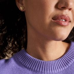 Boucles d'oreilles puces femme fossil harlow linear texture acier bicolore - puces - edora - 1