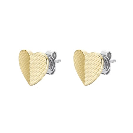 Boucles d'oreilles puces femme fossil harlow linear texture acier bicolore – puces
