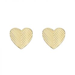 Boucles d'oreilles puces femme fossil harlow linear texture acier bicolore - puces - edora - 3