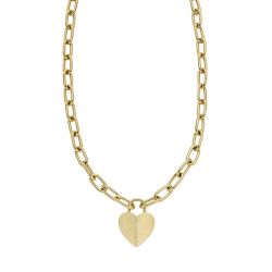 Collier pendentif femme fossil harlow linear texture acier doré - plus-de-colliers-femmes - edora - 0