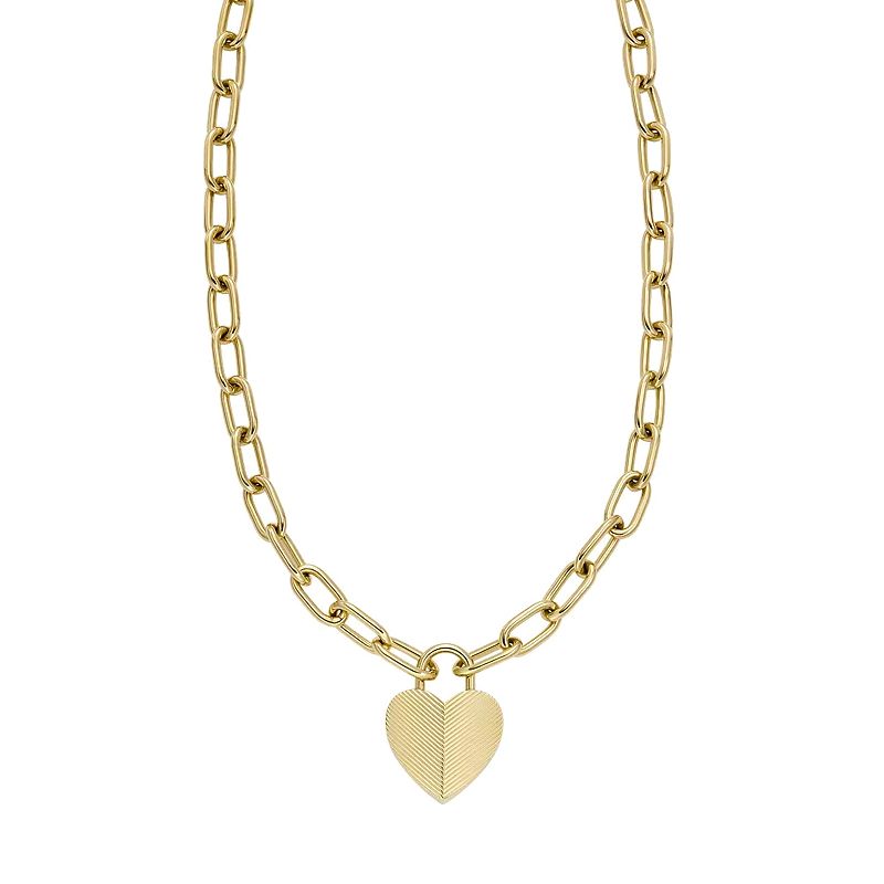 Collier pendentif femme fossil harlow linear texture acier doré - plus-de-colliers-femmes - edora