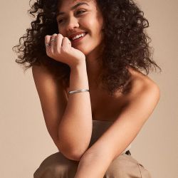 Bracelet jonc femme fossil harlow linear acier argenté - joncs - edora - 1