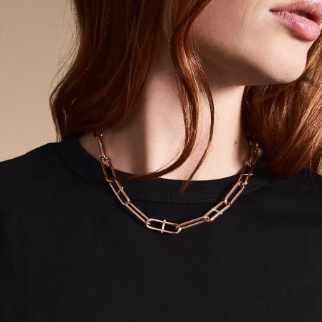 Collier chaîne femme fossil heritage d-link acier doré rose – chaines