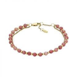 Bracelet perles femme fossil all stacked up acier doré rhodochrosite rose - plus-de-bracelets-femmes - edora - 0