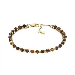 Bracelet perles femme fossil all stacked up acier doré oeil de tigre - plus-de-bracelets-femmes - edora - 0