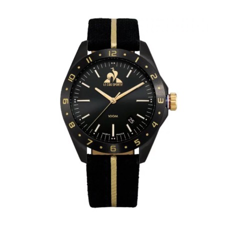 Montre homme le coq sportif coq d'or nylon noir et doré – corbeille