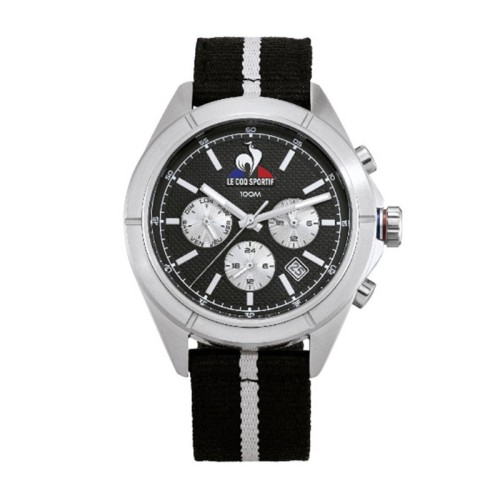Montre Chronographe Homme LE COQ SPORTIF ESSENTIEL Nylon Noir Blanc