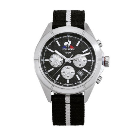 Montre chronographe homme le coq sportif essentiel nylon noir blanc – corbeille