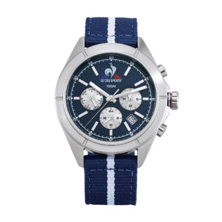 Montre chronographe homme le coq sportif essentiel nylon bleu blanc – corbeille